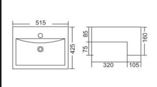 Roma B57 Rectangular Semi-recessed Basin - PeakReno