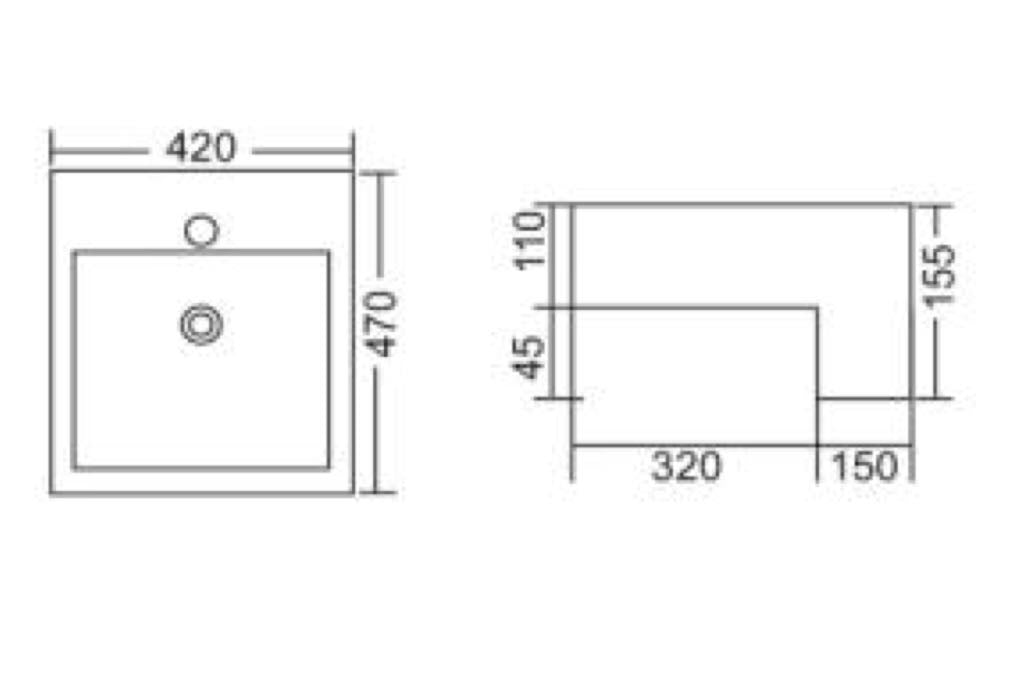 Roma B58 Rectangular Semi-recessed Basin - PeakReno