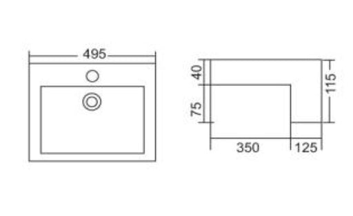 Roma B59 Rectangular Semi-recessed Basin - PeakReno