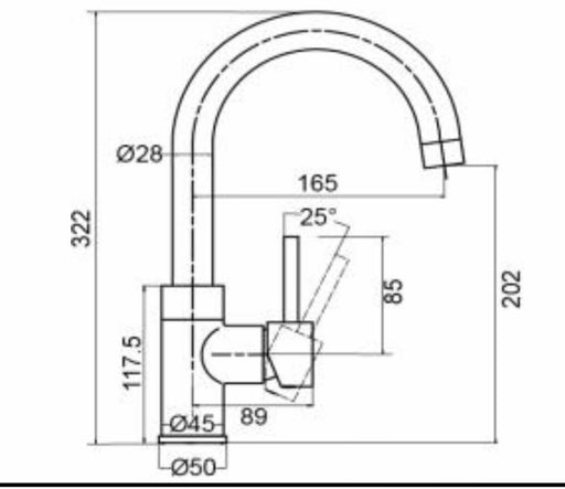 Roma Minimalist Gooseneck Kitchen Sink Mixer - PeakReno