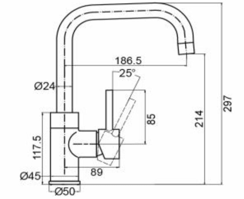 Roma Minimalist Square Gooseneck Kitchen Sink Mixer - PeakReno