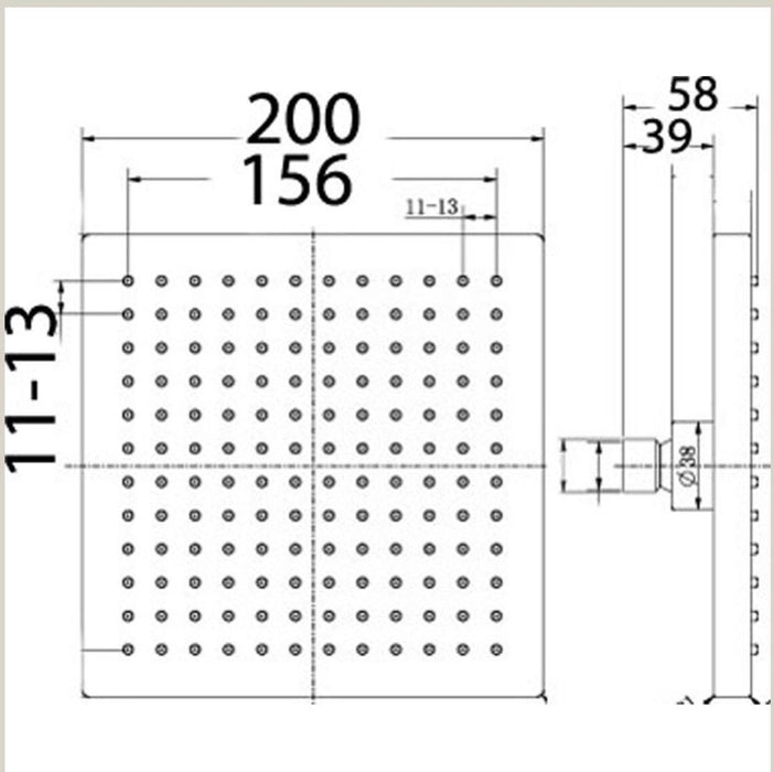 Rosa 200 x 200mm Square Shower Head - PeakReno