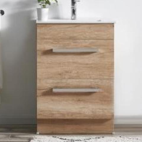 Rosa 600mm Timber Veneer Vanity With Ceremic Basin - PeakReno