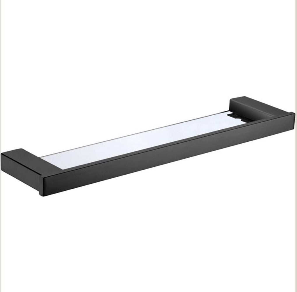 Rosa Matt Black Glass Shelf - PeakReno