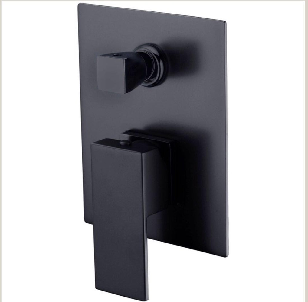 Rosa Matt Black Square Shower & Bath Mixer Diverter - PeakReno