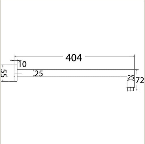 Rosa Square Matt Black 400mm Horizontal Shower Arm - PeakReno