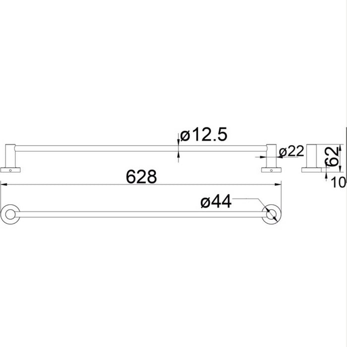 Ruby 600mm Single Towel Rail - PeakReno