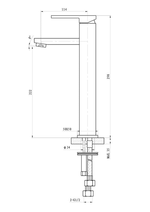 Linsol Tiana Tower Basin Mixer - PeakReno