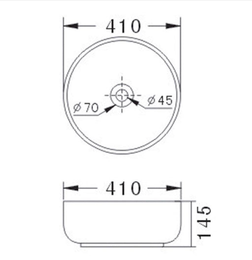 Ultra Thin Edge Artistic 410mm Round Above Counter Basin - PeakReno